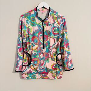 Lilly Pulitzer Retro Print Athletic Half-Zip Top Long Sleeve Top Jacket